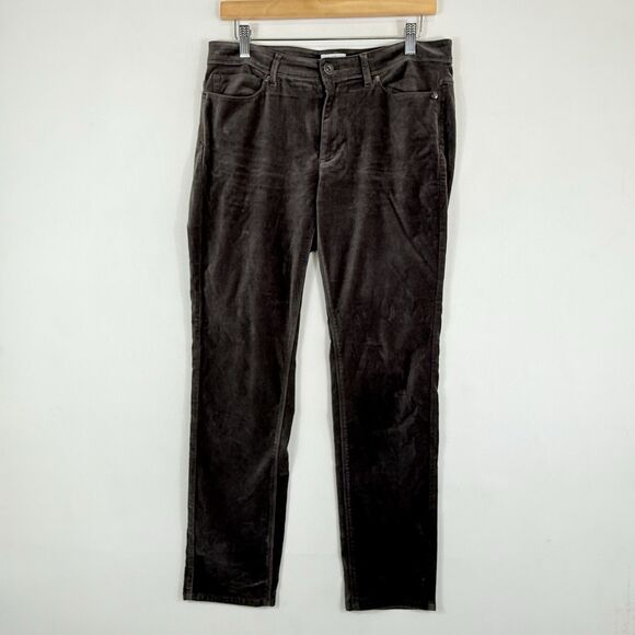 J. Jill Taupe Brown Soft Velveteen Straight Leg Fairycore Pants Women's Size 6 - Picture 1 of 7